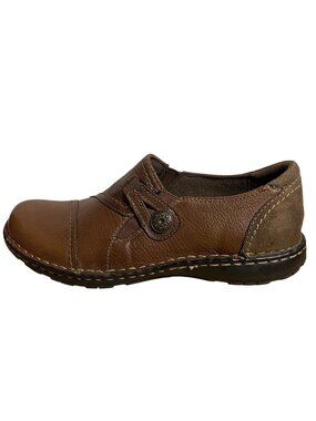 Earth Origins Elsie Brown Leather Slip On Loafers Shoes Womens 10 M Comfort